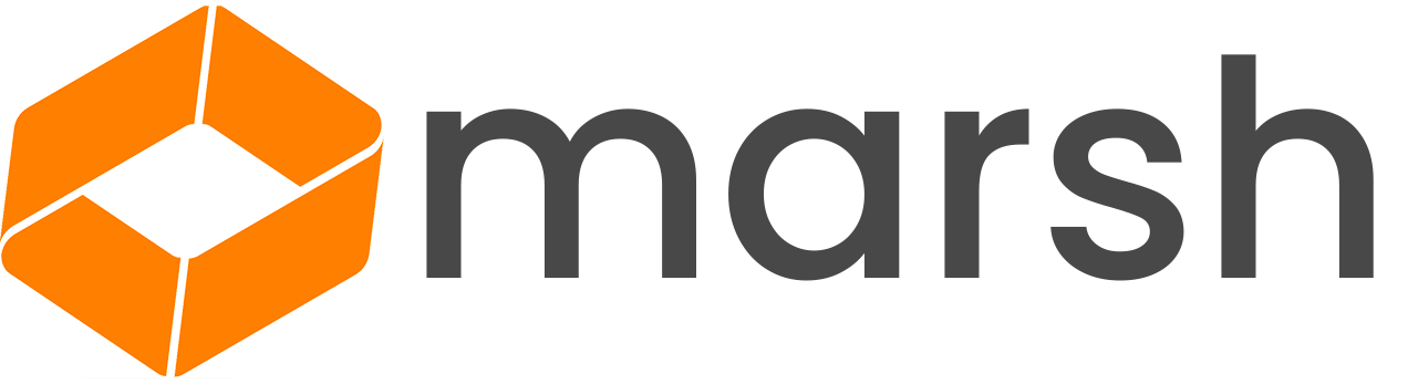 The Marsh Finance logo, with an orange chevron on the left on the word 'marsh' on the right hand side of it.