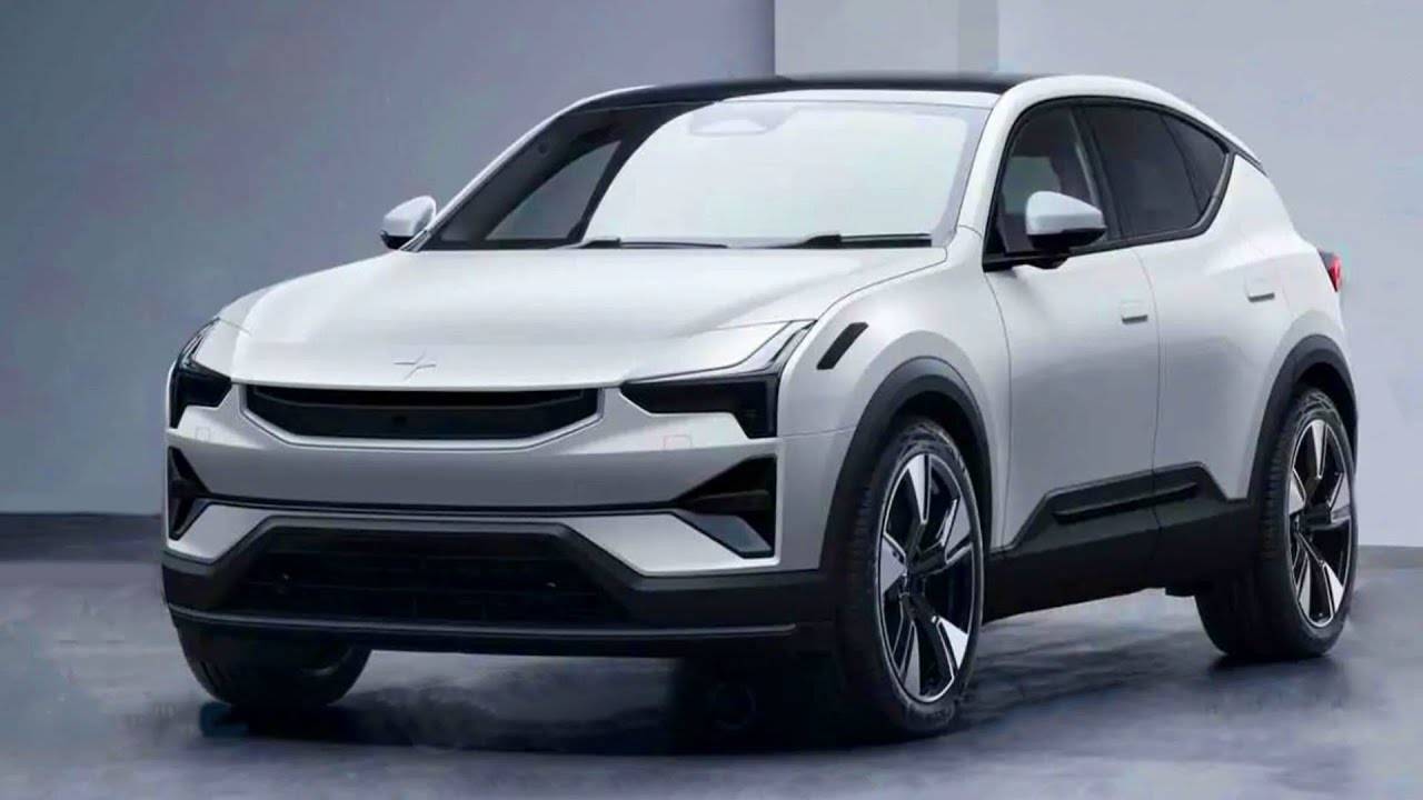 A white polestar 3 in 2023 with black trims and wheels