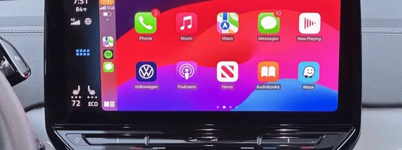 A close up of an Apple CarPlay display.