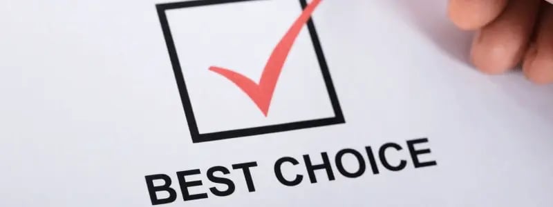 A check box with a tick in, and 'BEST CHOICE' underneath.