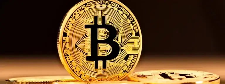 An image of a coin with a large B on it, with coins on the floor around it, representing Bitcoin.