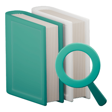 A book icon with a magnifying glass.