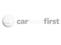 A white version of the Car Loan First logo, against an empty background.