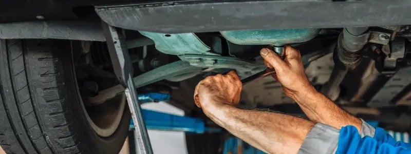 The underside of a car being worked on.