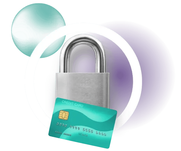 A lock and credit card, indicating secure payments.