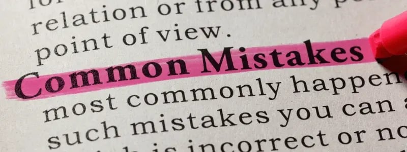 The words 'Common Mistakes' highlighted in pink, as part of a document with other words and phrases.
