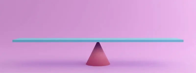 A purple cone holds up a blue flat board against a pink background. This forms a scales, and represents comparisons.