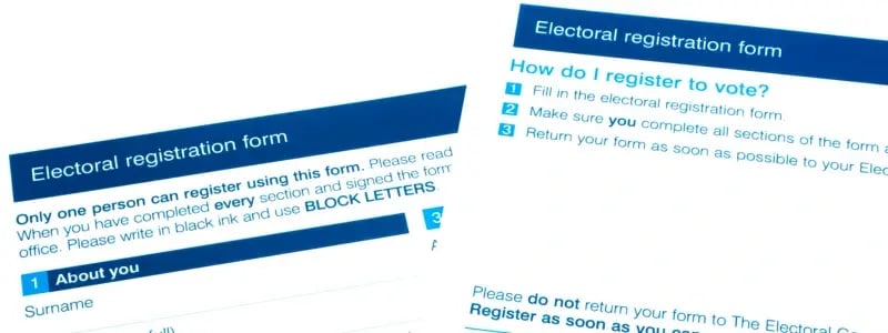 A couple of old electoral registration forms.