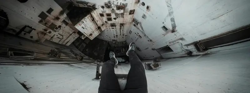 Dangling feet over a high drop.