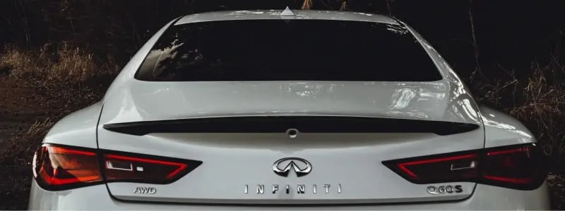 A rear view of an Infiniti car.