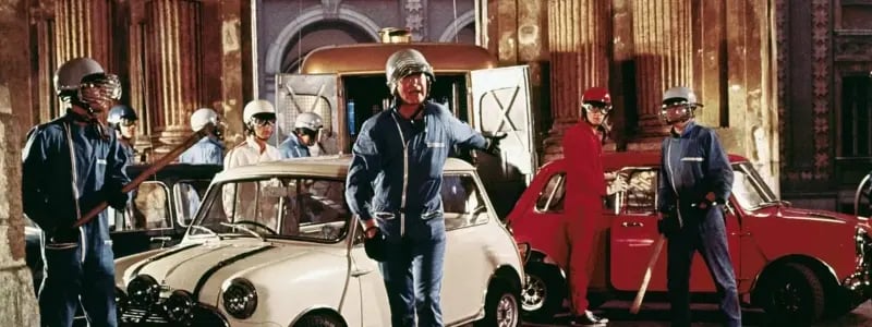 A scene from the Italian Job (1969).