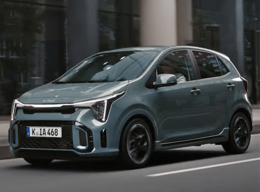 A Kia Picanto in a city setting.
