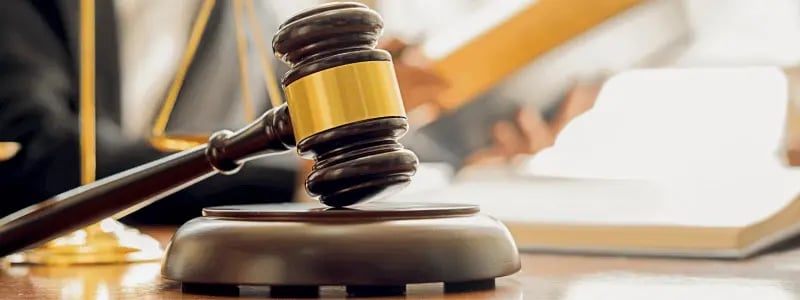 A close up of a hammer in a legal setting.