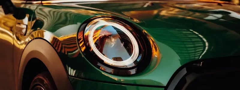 A close up of a green Mini.