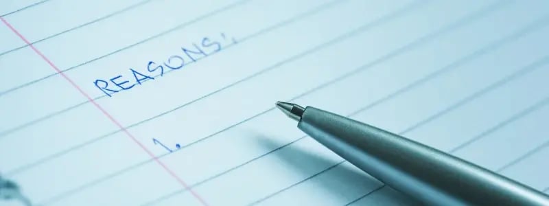 A close up of a sheet of paper with 'REASONS:' at the top and an empty list below.