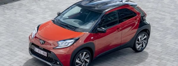 An overhead view of a Toyota Aygo X.