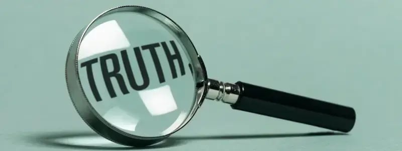 A magnifying glass against a green background, with the word 'TRUTH' amplified.