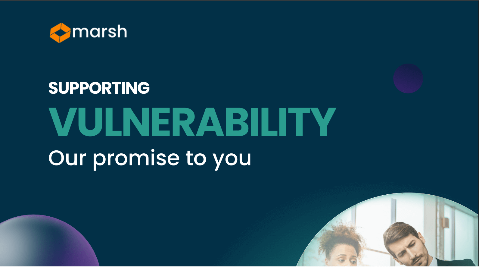 A slide stating Marsh Finance's support for vulnerability.