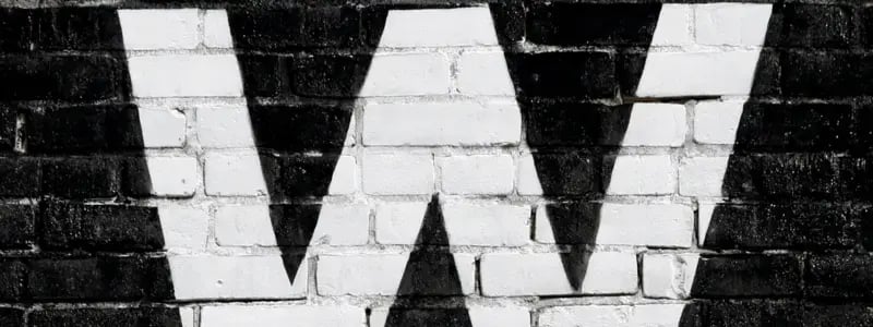 A 'W' painted in white onto a black brick wall.