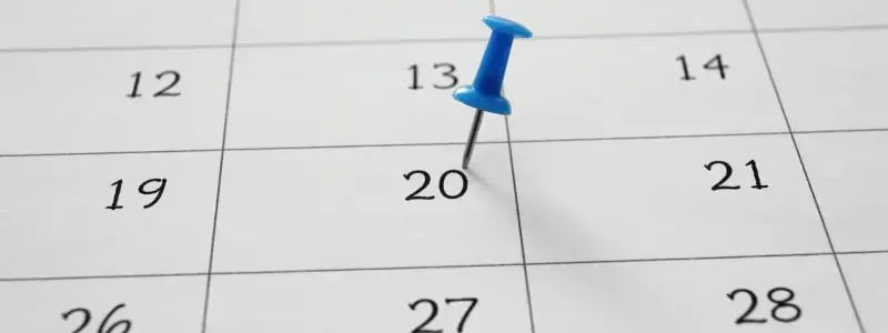 A calendar with a pin in day 20.