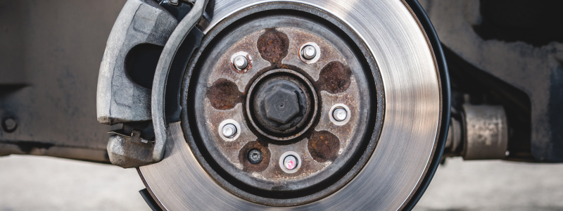 A close up of a car tyre brake.
